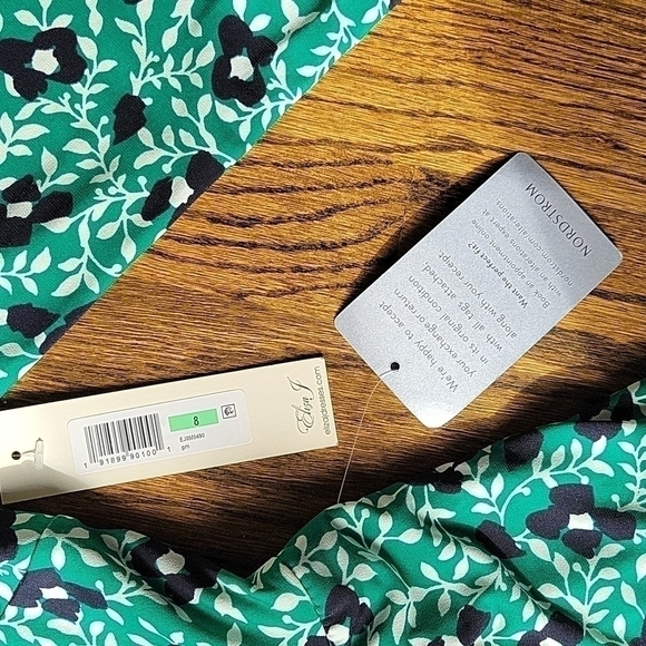 Eliza J. Green Flowery Liberty Spandex English Hot Pink Crewneck Midi Dress sz8 - Picture 4 of 13